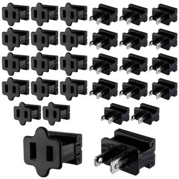 Suiwotin 30Pcs Light Slip Plug Spt1 Vampire Plugs Male And Female Zip Plug Black Electric Plug Adapter For Holiday Lighting