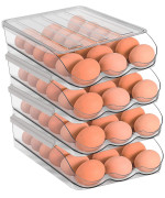 Sooyee 4 Layer Rolling Egg Container For Refrigerator Clear 112L X 85W X 276H