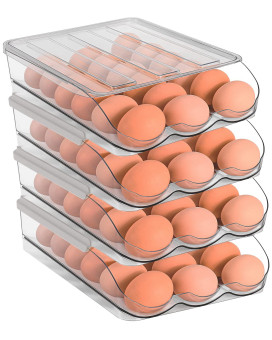 Sooyee 4 Layer Rolling Egg Container For Refrigerator Clear 112L X 85W X 276H