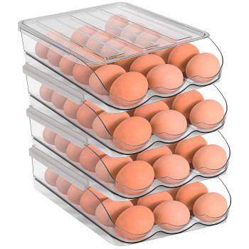 Sooyee 4 Layer Rolling Egg Container For Refrigerator Clear 112L X 85W X 276H