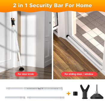 Sliding Door Security Bar 19 To 52 Inch Doorwindow Security Bar 2Pack Adjustable Heavy Duty Door Security Bar Door Stopper