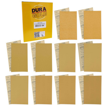 Duragold Premium 40 60 80 120 180 220 320 400 600 1000 Grit 5 X 275 Size Gold Sandpaper With Hook Loop Backing