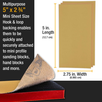 Duragold Premium 40 60 80 120 180 220 320 400 600 1000 Grit 5 X 275 Size Gold Sandpaper With Hook Loop Backing