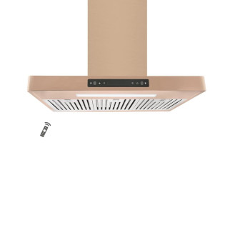 Vesta Copenhagen 800Cfm 36 Gold Stainless Steel Wall Mounted Range Hood With 6 Speeds Touchgesture Control 6 Round Vent B