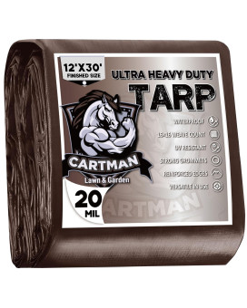 Cartman Finished Size 12X30 Feet Extra Thick 12 Mil Heavy Duty Poly Tarp Multipurpose Protective Cover Uv Resistant Waterproo