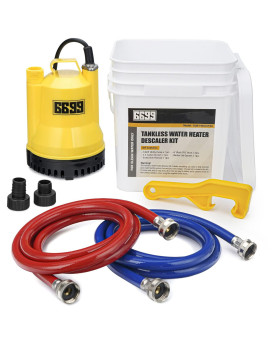 6699 Tankless Water Heater Flushing Kit Includes 16Hp Submersible Sump Pump With Two Adapters 3 Gallons Pail With Bucket Lid