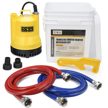 6699 Tankless Water Heater Flushing Kit Includes 16Hp Submersible Sump Pump With Two Adapters 3 Gallons Pail With Bucket Lid