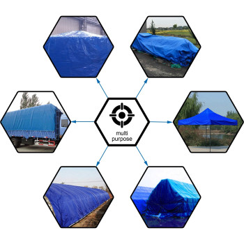 Cartman Finished Size 12X40 Feet Blue Poly Tarp 5 Mil Thick Multipurpose Protective Cover For Camping Tent Boat Rv Car