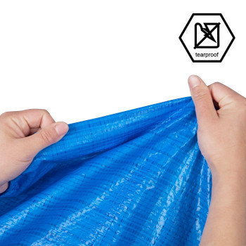 Cartman Finished Size 12X40 Feet Blue Poly Tarp 5 Mil Thick Multipurpose Protective Cover For Camping Tent Boat Rv Car