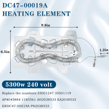 2 Pack Dc4700019A Dryer Heating Element Replacement For Samsung Dv45H7000Ewa2 Dv40J3000Ewa2 Dv42H5000Ewa3 Dve50M7450Wa3 Dv4