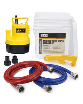 6699 Tankless Water Heater Flushing Kit Includes 14Hp Submersible Utility Pump With Two Plastic Adapters 3 Gallons Pail With