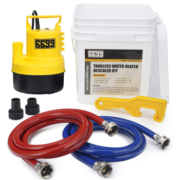 6699 Tankless Water Heater Flushing Kit Includes 14Hp Submersible Utility Pump With Two Plastic Adapters 3 Gallons Pail With