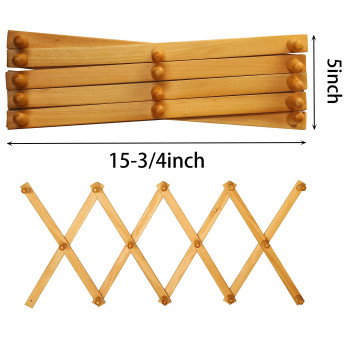 Skoloo Accordion Wall Hanger Pack Of 2 Modern Expandable Coat Rack Wall Mounted Solid Wooden Wall Hat Rack 14 Peg Natural