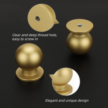 Homdiy 10 Pack Brushed Brass Cabinet Knobs Dresser Knobs Gold Cabinet Knobs Drawer Knobs Round Ball Gold Knobs Kitchen Cabinet