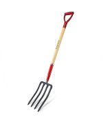 Koleiya Garden Fork 4 Tine Digging Fork Pitch Fork For Gardening Steel Ygrip Wood Handel 45Inch