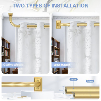 Gold Wrap Around Curtain Rods Gold Curtain Rods For Windows 48 To 84 Inch47Ft Adjustable Blackout Curtain Rod 1 Inch Diameter