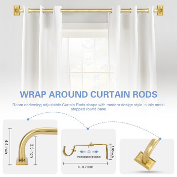 Gold Wrap Around Curtain Rods Gold Curtain Rods For Windows 48 To 84 Inch47Ft Adjustable Blackout Curtain Rod 1 Inch Diameter