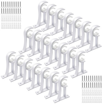 Curtain Rod Holders Heavy Duty 1 Inch Curtain Rod Bracket 20 Pack White Curtain Rods Hooks Hangers For Wall Drapery Single De