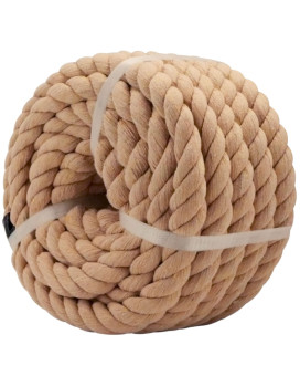 Cotton Rope 1 In X 50 Ft Natural Thick Rope For Tug Of War Railings Hammock Decorating Brown