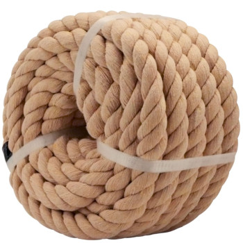 Cotton Rope 1 In X 50 Ft Natural Thick Rope For Tug Of War Railings Hammock Decorating Brown