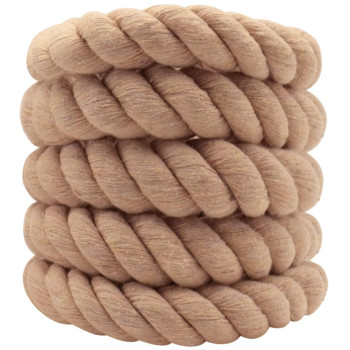 Cotton Rope 1 In X 50 Ft Natural Thick Rope For Tug Of War Railings Hammock Decorating Brown