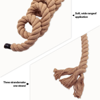 Cotton Rope 1 In X 50 Ft Natural Thick Rope For Tug Of War Railings Hammock Decorating Brown