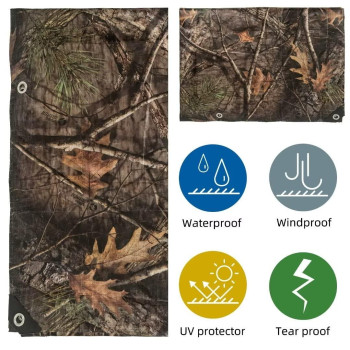 Loogu Heavy Duty Waterproof Tarp Bionic Tree Camo Multi Purpose Poly Cover 9Mil 12 X 16