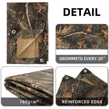 Loogu Heavy Duty Waterproof Tarp Bionic Tree Camo Multi Purpose Poly Cover 11Mil 8 X 12