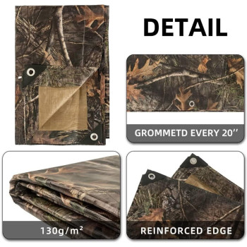 Loogu Heavy Duty Waterproof Tarp Bionic Tree Camo Multi Purpose Poly Cover 9Mil 8 X 10