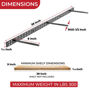 Set Of 2 Floating Shelf Brackets 38 Inch Multiple Mounting Location Hit 3 Studs Heavy Duty Perfect Bracket For Long Shelf Hidde