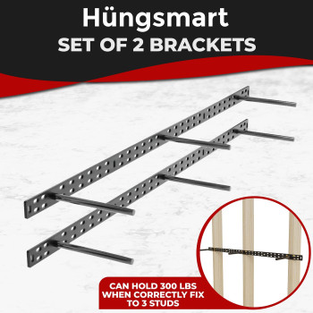 Set Of 2 Floating Shelf Brackets 38 Inch Multiple Mounting Location Hit 3 Studs Heavy Duty Perfect Bracket For Long Shelf Hidde