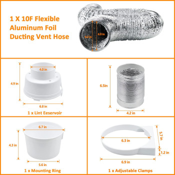 Upgraded 10 Feet 4Inch Tdidvkzw Indoor Dryer Vent Kit With Proflex Ducting Hose By Cenipar