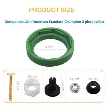 3 Toilet Tank To Bowl Coupling Kit Fits For American Standard Champion 4 Toilet Parts As7387560070A Includes Gasket Bolts