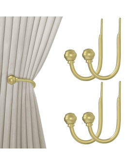 Hion Curtain Holdbacks Gold 4Pcs Curtain Tiebacks Wall Mounted Curtain Hooks Holders For Drapes