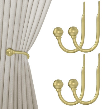 Hion Curtain Holdbacks Gold 4Pcs Curtain Tiebacks Wall Mounted Curtain Hooks Holders For Drapes