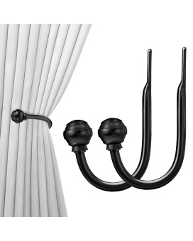 Hion Curtain Holdbacks Black 6Pcs Curtain Tiebacks Wall Mounted Curtain Hooks Holders For Drapes