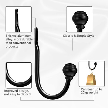 Hion Curtain Holdbacks Black 6Pcs Curtain Tiebacks Wall Mounted Curtain Hooks Holders For Drapes