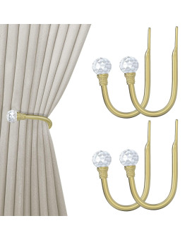 Hion Curtain Holdbacks Gold 4Pcs Curtain Tiebacks Wall Mounted Curtain Hooks Holders For Drapes