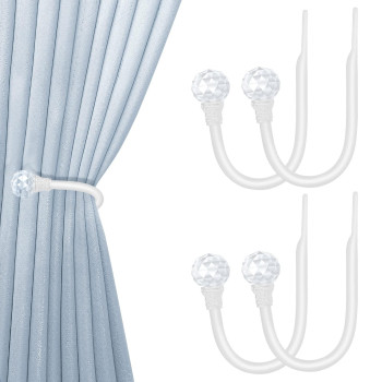 Hion Curtain Holdbacks White 4Pcs Curtain Tiebacks Wall Mounted Curtain Hooks Holders For Drapes