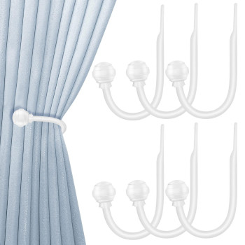 Hion Curtain Holdbacks White 6Pcs Curtain Tiebacks Wall Mounted Curtain Hooks Holders For Drapes