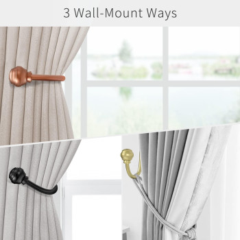 Hion Curtain Holdbacks Silver 2Pcs Curtain Tiebacks Wall Mounted Curtain Hooks Holders For Drapes