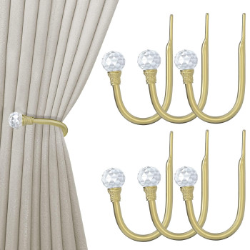 Hion Curtain Holdbacks Gold 6Pcs Curtain Tiebacks Wall Mounted Curtain Hooks Holders For Drapes