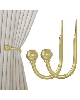 Hion Curtain Holdbacks Gold 2Pcs Curtain Tiebacks Wall Mounted Curtain Hooks Holders For Drapes