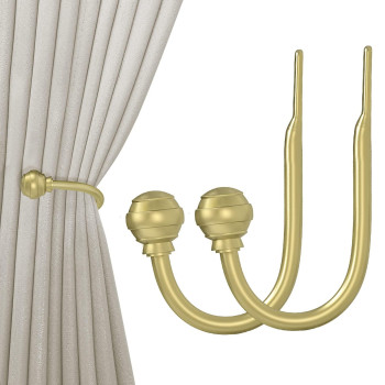 Hion Curtain Holdbacks Gold 2Pcs Curtain Tiebacks Wall Mounted Curtain Hooks Holders For Drapes