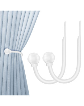 Hion Curtain Holdbacks White 2Pcs Curtain Tiebacks Wall Mounted Curtain Hooks Holders For Drapes