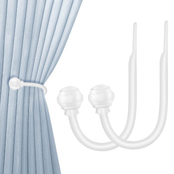 Hion Curtain Holdbacks White 2Pcs Curtain Tiebacks Wall Mounted Curtain Hooks Holders For Drapes