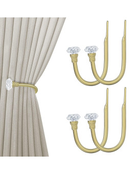 Hion Curtain Holdbacks Gold 4Pcs Curtain Tiebacks Wall Mounted Curtain Hooks Holders For Drapes