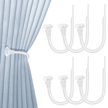 Hion Curtain Holdbacks White 6Pcs Curtain Tiebacks Wall Mounted Curtain Hooks Holders For Drapes