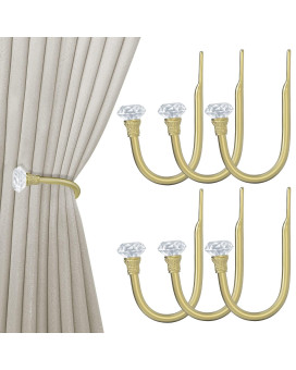 Hion Curtain Holdbacks Gold 6Pcs Curtain Tiebacks Wall Mounted Curtain Hooks Holders For Drapes