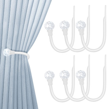 Hion Curtain Holdbacks White 6Pcs Curtain Tiebacks Wall Mounted Curtain Hooks Holders For Drapes